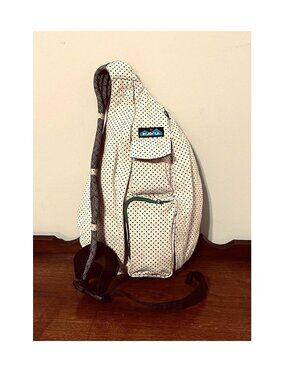 Kavu Sling Bag Off White, Black Dot With Green Zippers
